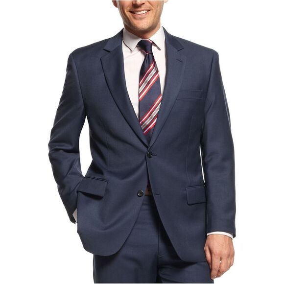 Michael Kors Mens Blue Two Button Blazer Jacket, navy, Big...